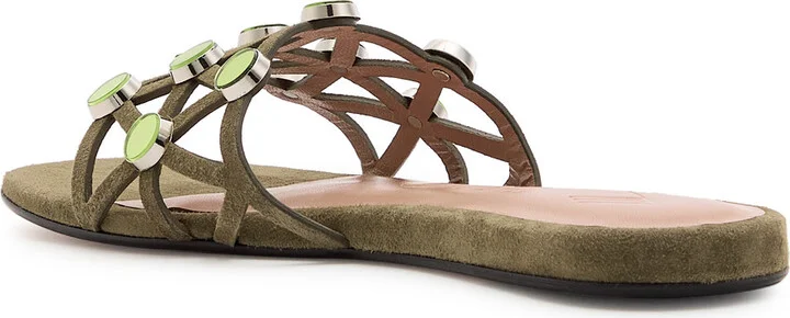 The Attico Grid Embellished Suede Sliders - Image 2