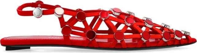 The Attico Grid Pointed Toe Ballet Flats
