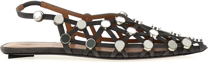 The Attico Grid Slingback Sandals