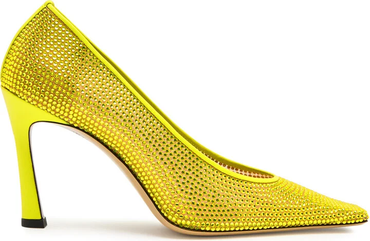 The Attico Juno 95 Crystal-embellished Mesh Pumps
