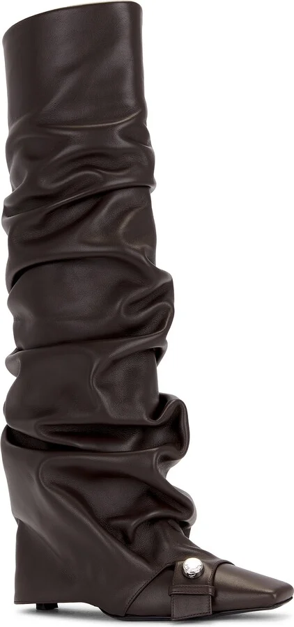THE ATTICO Juno 95mm Knee High Boot in Chocolate - Image 2