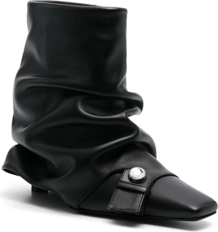The Attico Juno Leather Ankle Boots With Heel - Image 4