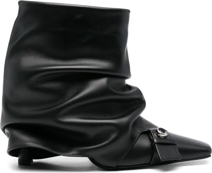 The Attico Juno Leather Ankle Boots With Heel