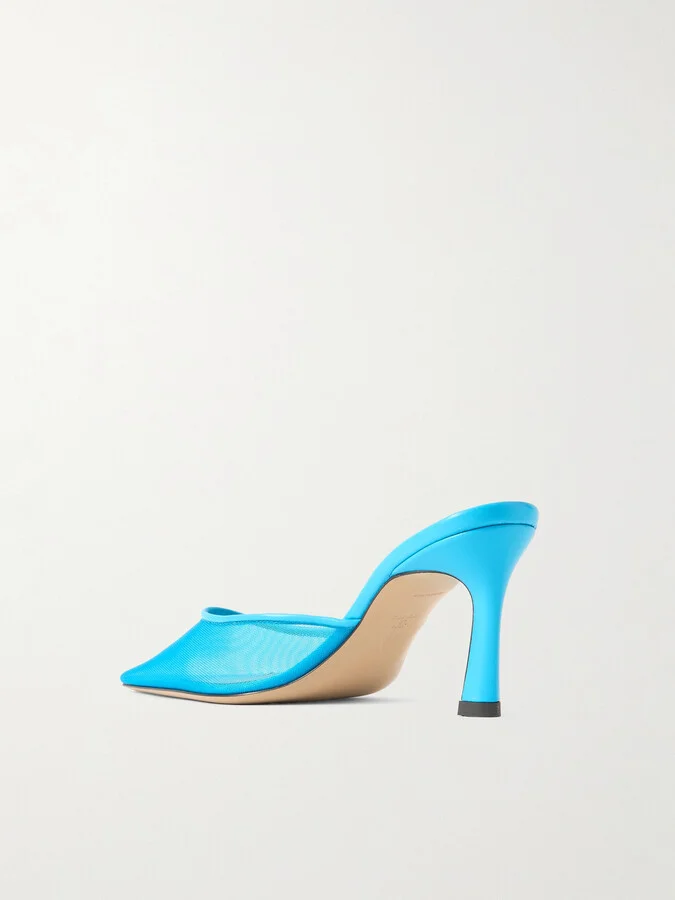 The Attico - Juno Leather-trimmed Mesh Pumps - Blue - Image 3