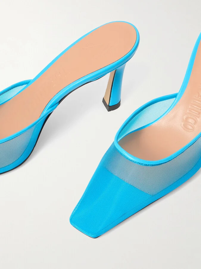 The Attico - Juno Leather-trimmed Mesh Pumps - Blue - Image 4