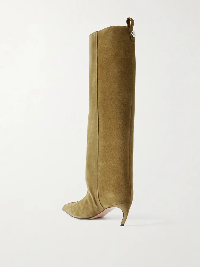 The Attico - Lea Suede Knee Boots - Green - Image 3