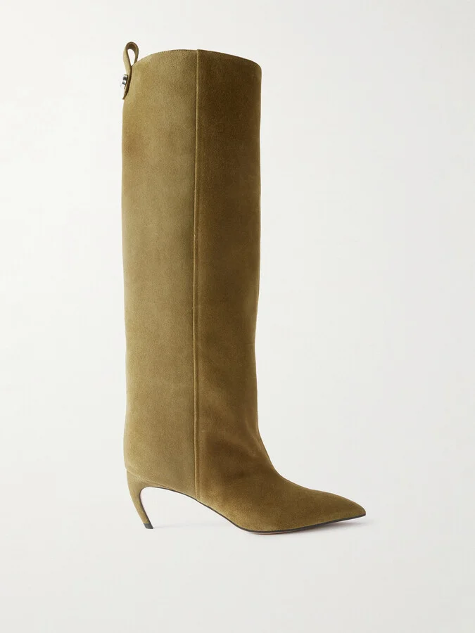 The Attico - Lea Suede Knee Boots - Green