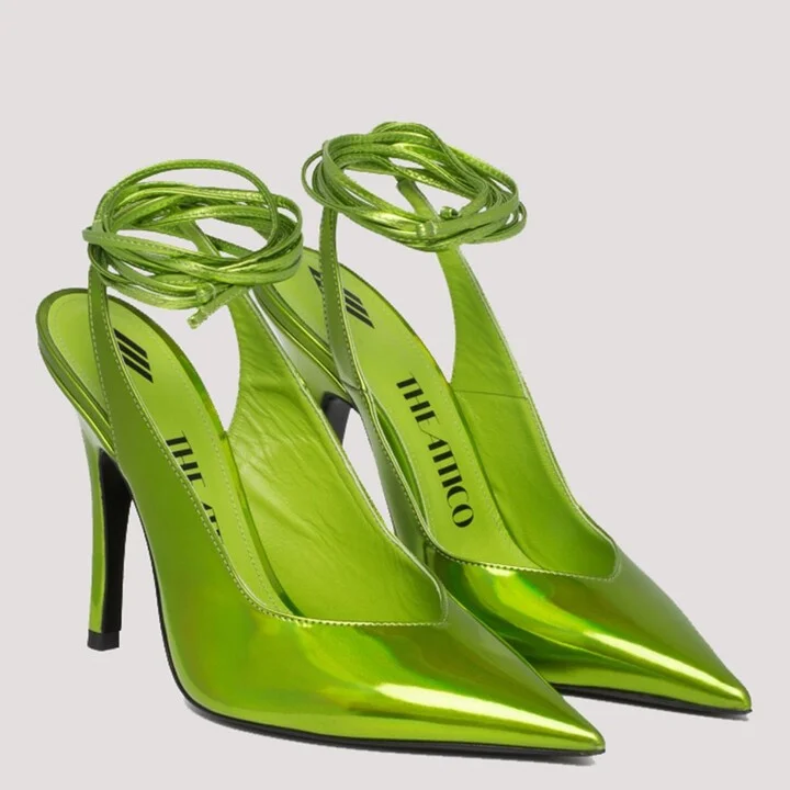 The Attico Lime Green Venus Pumps - Image 2