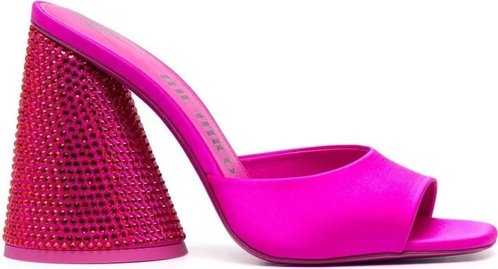 The Attico Luz Crystal Embellished Satin Mules