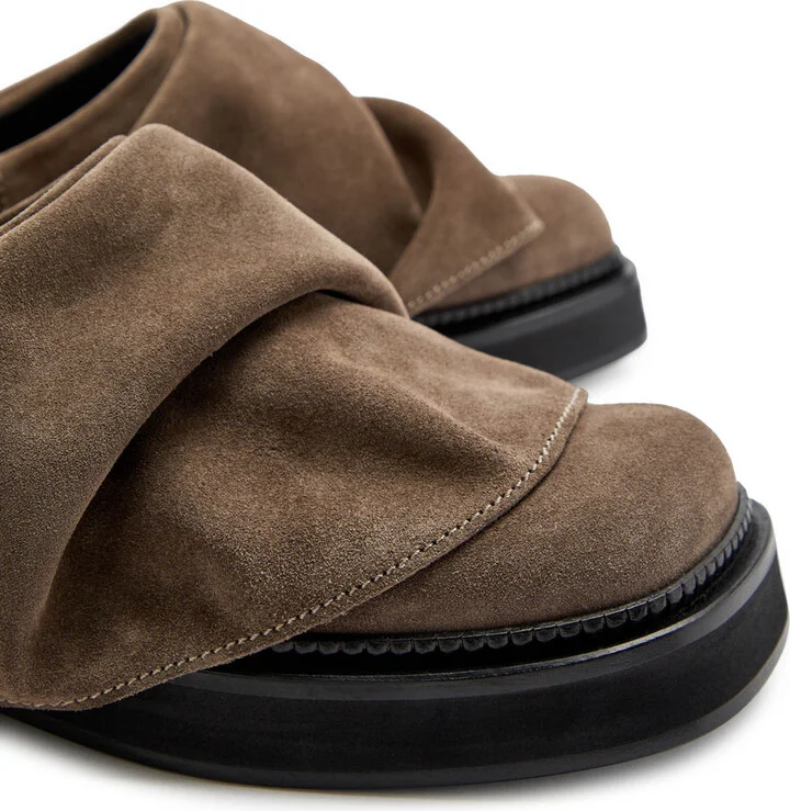 The Attico Mini Robin Gathered Suede Mules - Image 4