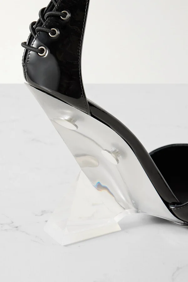 The Attico - Morgan Lace-up Patent-leather Pumps - Black - Image 4