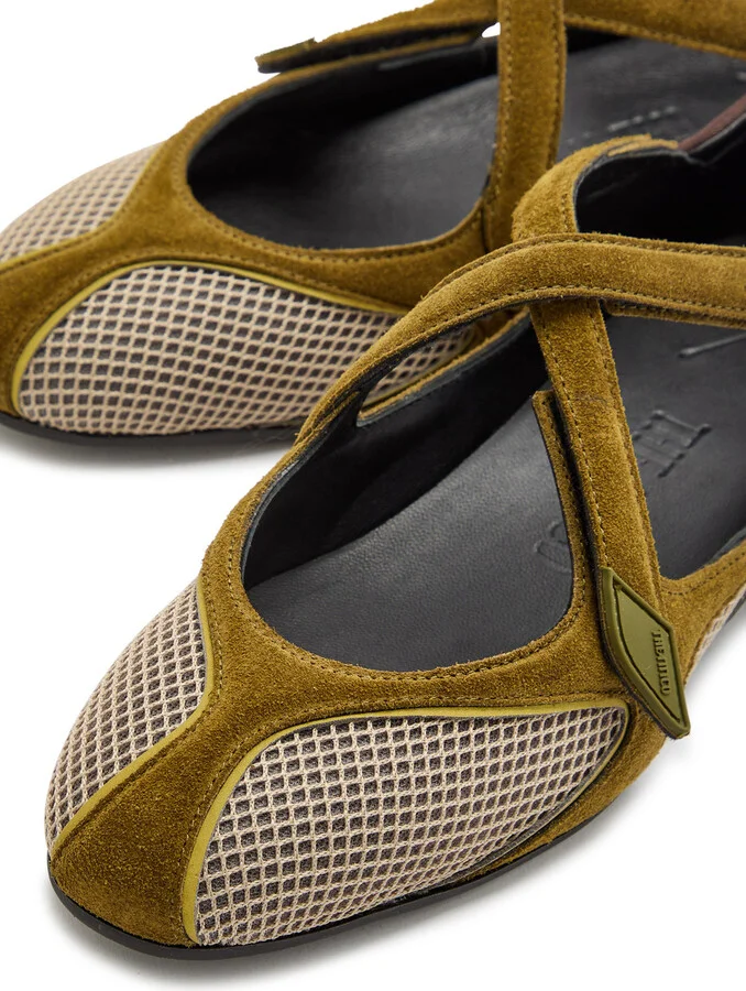 The Attico Panelled Mesh-knit Ballet Flats - Image 3