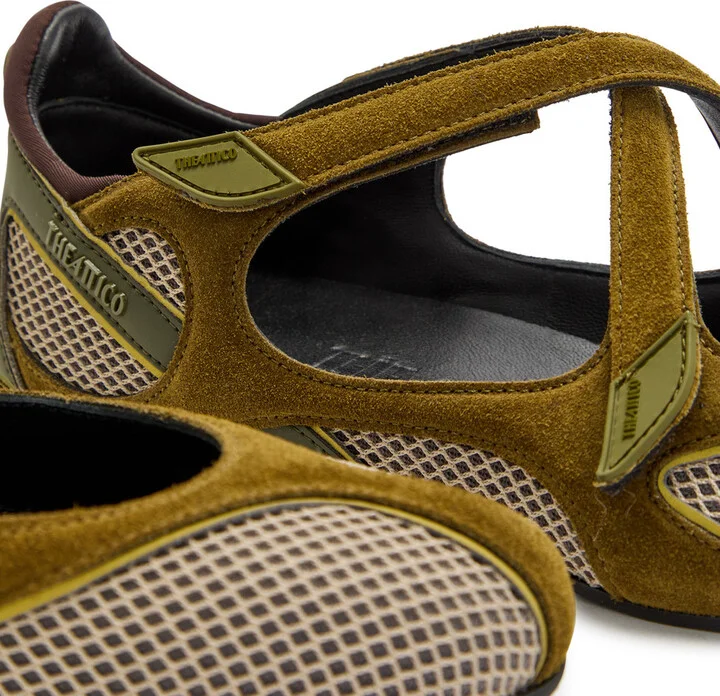 The Attico Panelled Mesh-knit Ballet Flats - Image 4