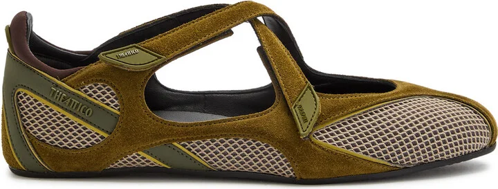 The Attico Panelled Mesh-knit Ballet Flats