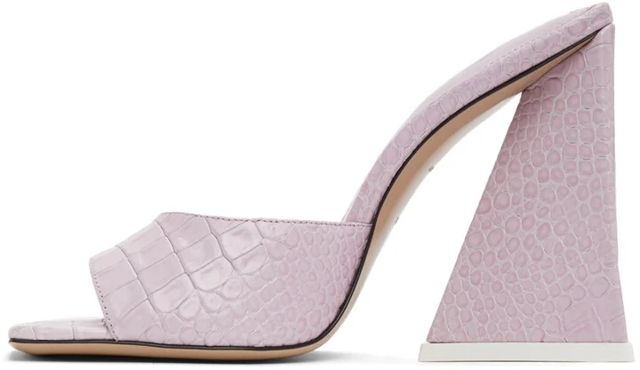 The Attico Pink Leather Devon Heeled Sandals - Image 3