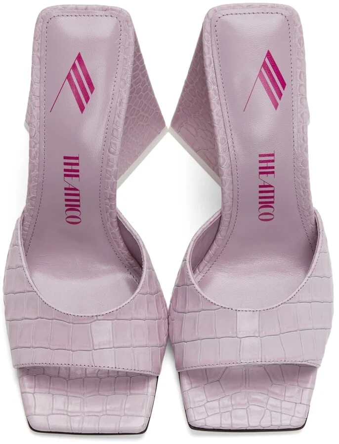 The Attico Pink Leather Devon Heeled Sandals - Image 5
