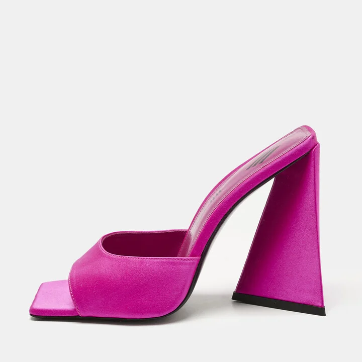 The Attico Pink Satin Devon Slide Sandals Size 39