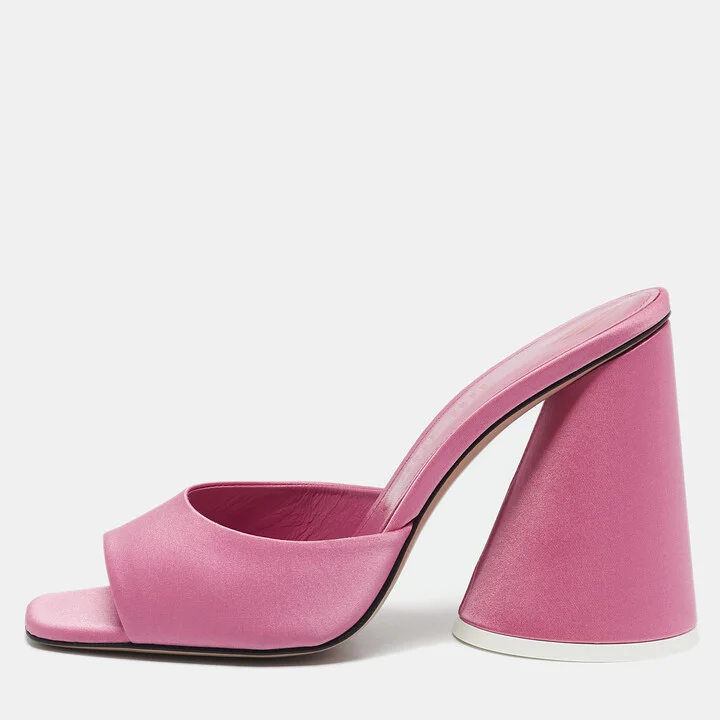 The Attico Pink Satin Luz Mules Size 39.5