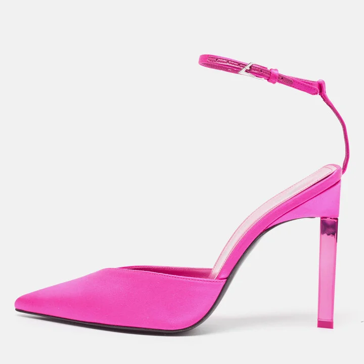 The Attico Pink Satin Perine Ankle Strap Sandals Size 39