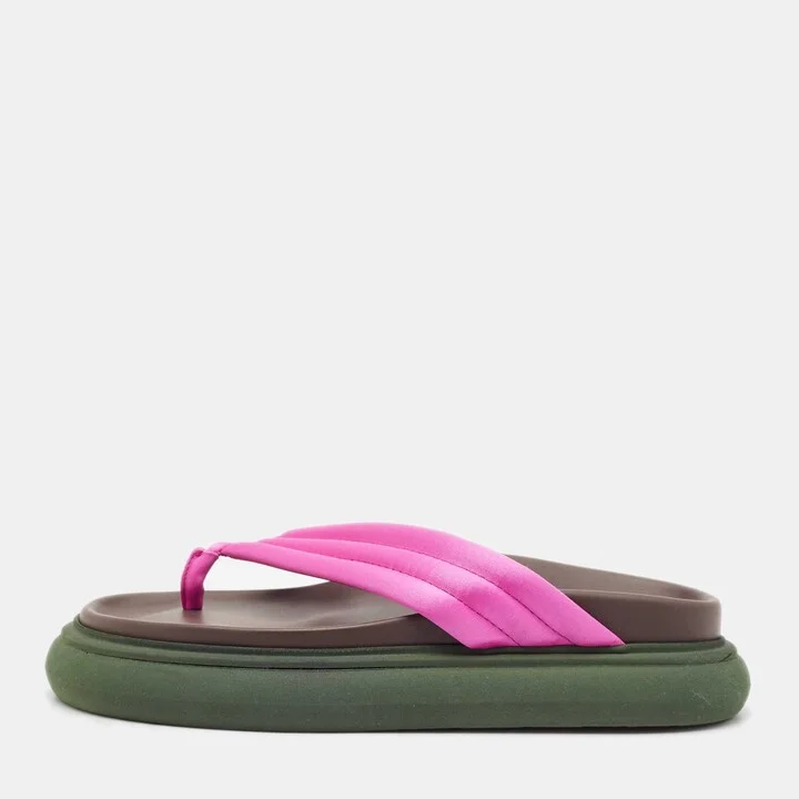 The Attico Pink Satin Thong Sandals Size 38