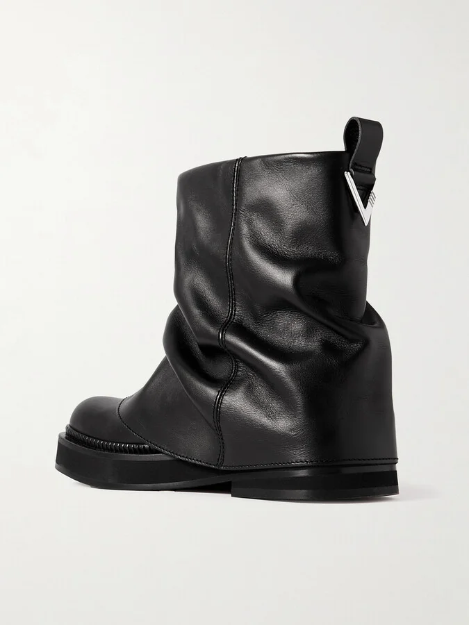 The Attico - Robin Layered Leather Ankle Boots - Black - Image 3