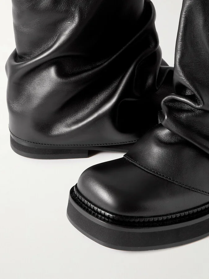 The Attico - Robin Layered Leather Ankle Boots - Black - Image 4