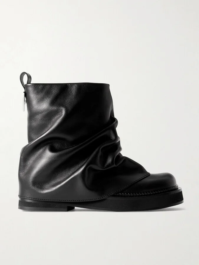The Attico - Robin Layered Leather Ankle Boots - Black