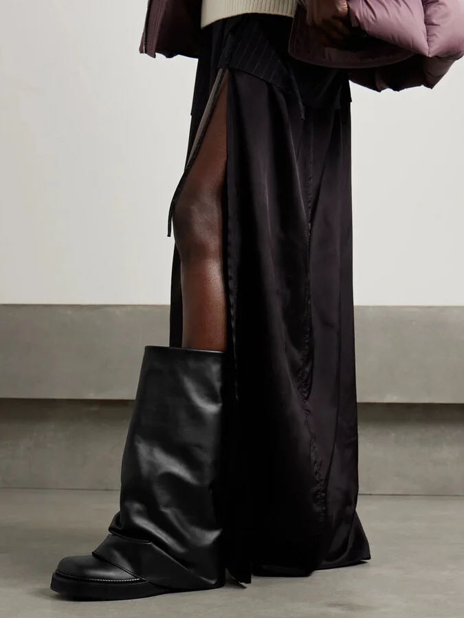 The Attico - Robin Layered Leather Knee Boots - Black - Image 2