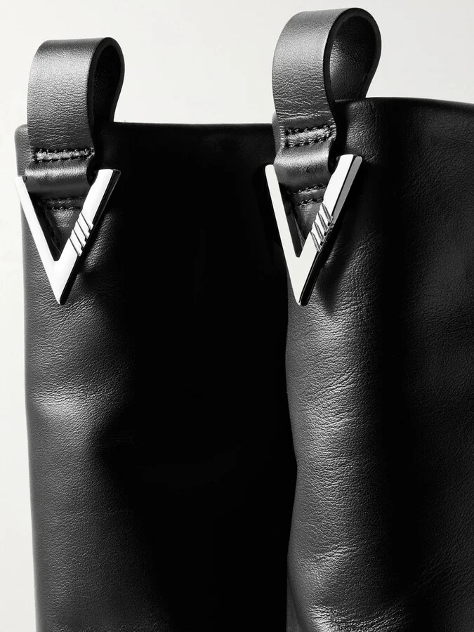 The Attico - Robin Layered Leather Knee Boots - Black - Image 4