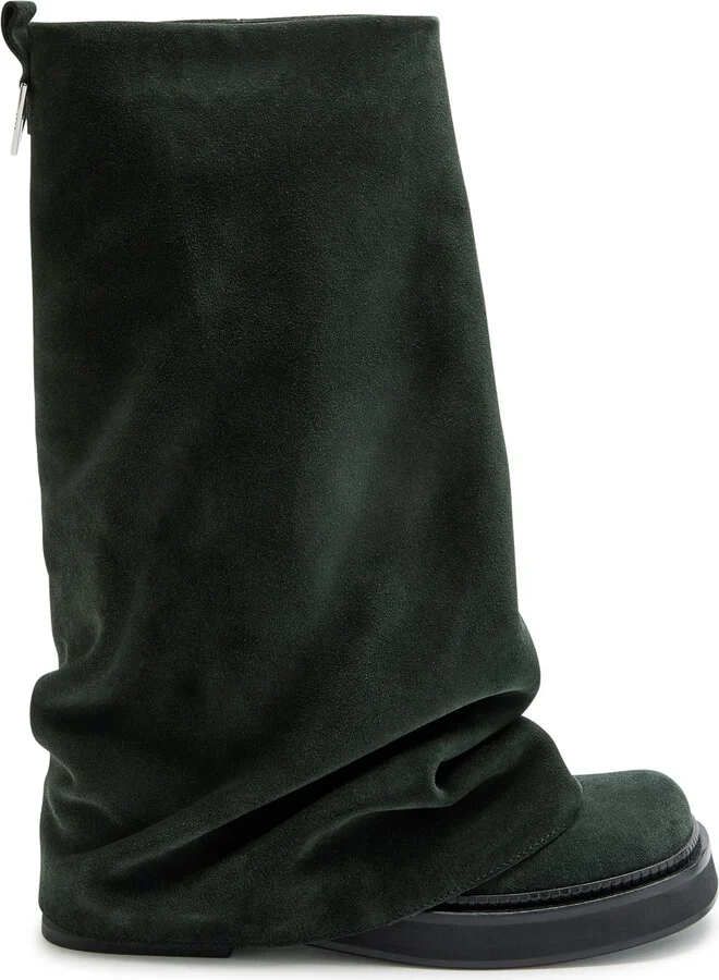 The Attico Robin Layered Suede Combat Boots