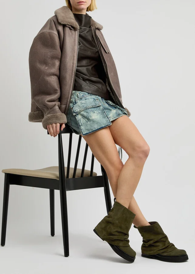 The Attico Robin Mini Layered Suede Combat Ankle Boots - Image 5