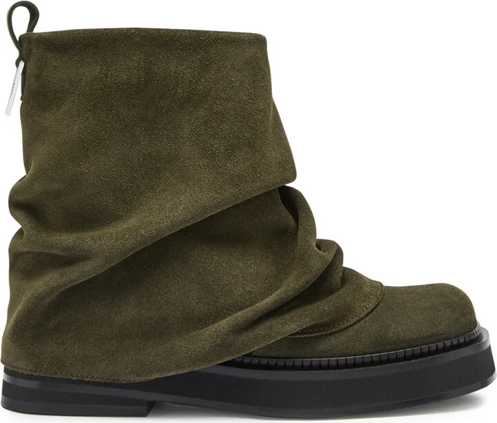 The Attico Robin Mini Layered Suede Combat Ankle Boots
