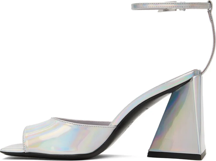 The Attico Silver Piper Heeled Sandals - Image 3