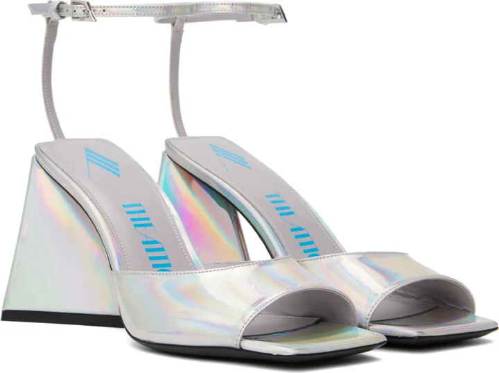 The Attico Silver Piper Heeled Sandals - Image 4