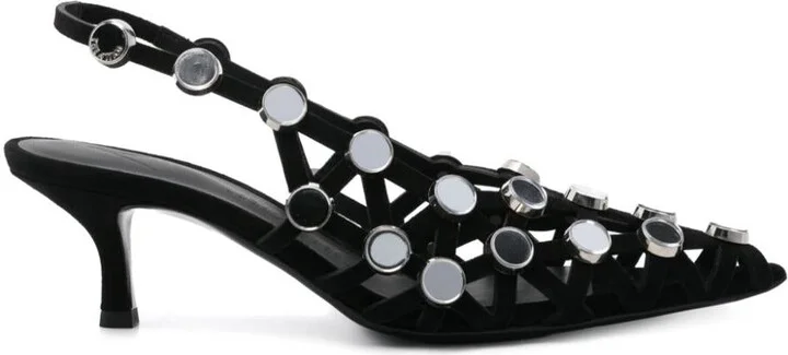 The Attico Suede Grid Slingback With Inserts