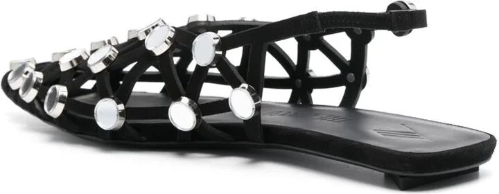 The Attico Suede W Workmanship Grid Ballerina Shoes - Image 2