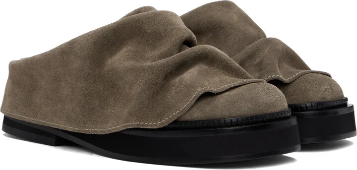 The Attico Taupe Mini Robin Slip-on Loafers - Image 4