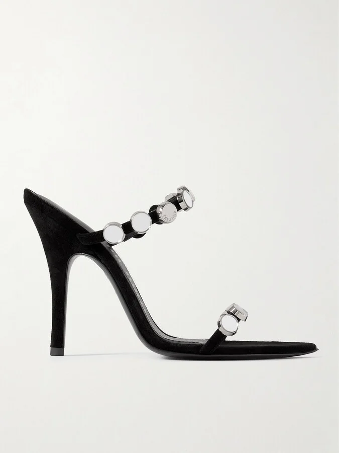 The Attico - Venus Studded Suede Sandals - Black