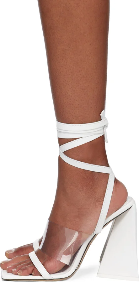 The Attico White Isa Heeled Sandals - Image 3