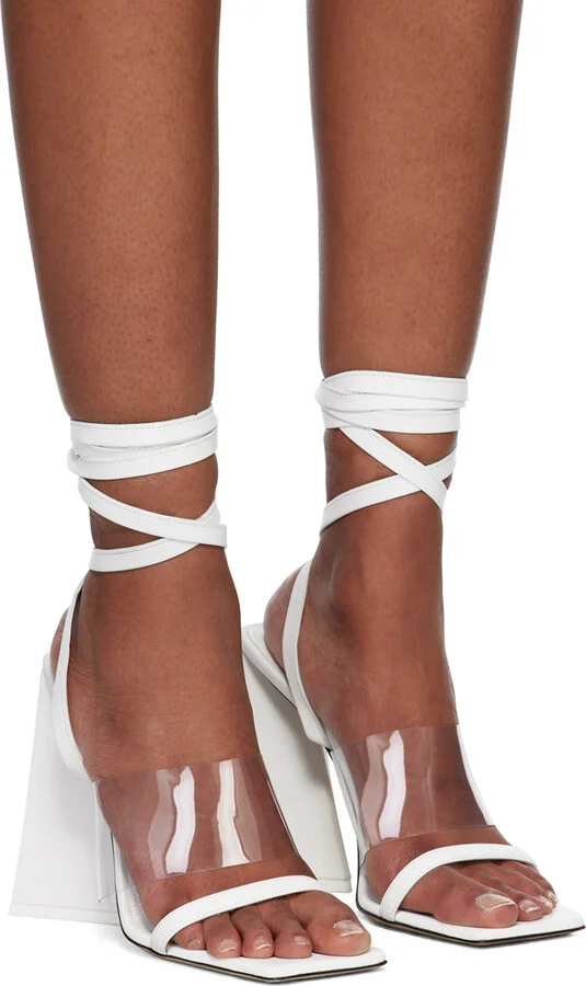 The Attico White Isa Heeled Sandals - Image 4