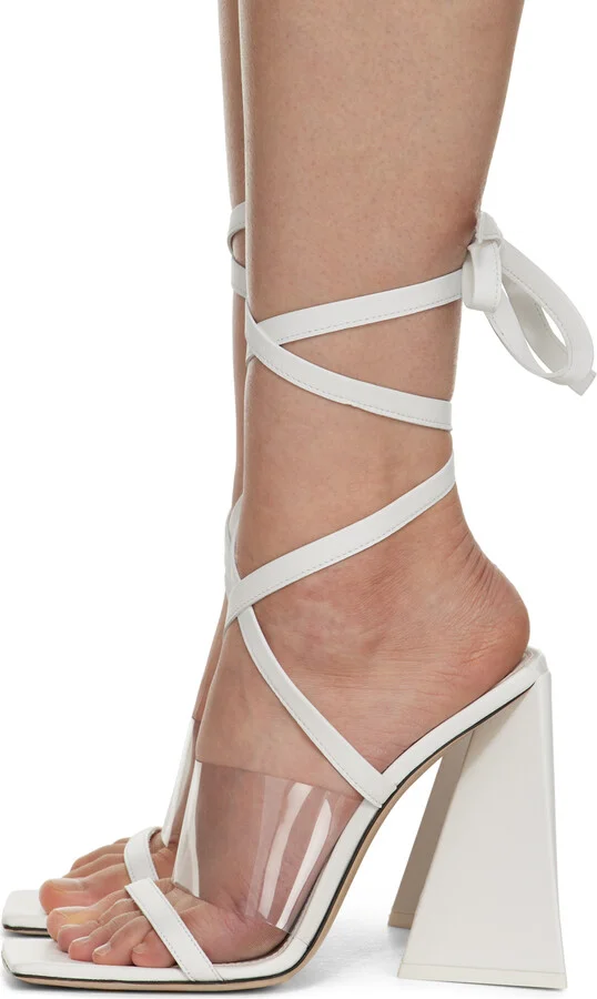 The Attico White Isa Heeled Sandals - Image 3