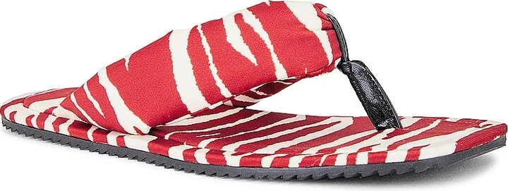 THE ATTICO Zebra Printed Indie Flat Thong Sandal in Red - Image 2