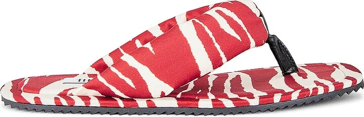 THE ATTICO Zebra Printed Indie Flat Thong Sandal in Red