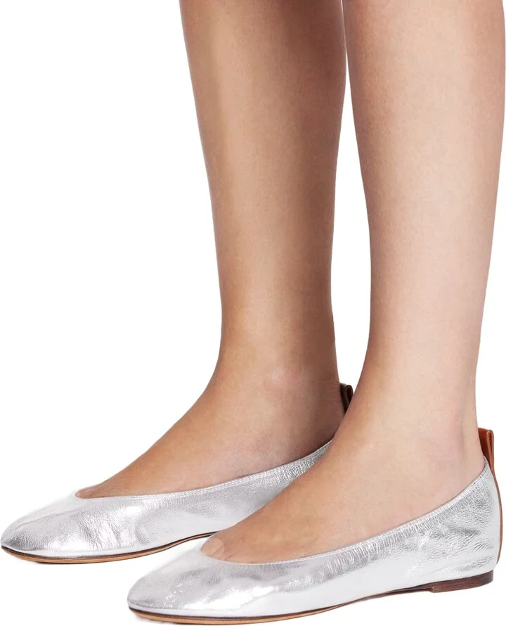 The Ballerina Flat In Metallic Leather - Image 6