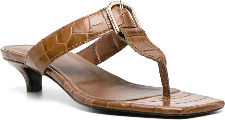 The Belted 35mm crocodile-effect mules - Image 2
