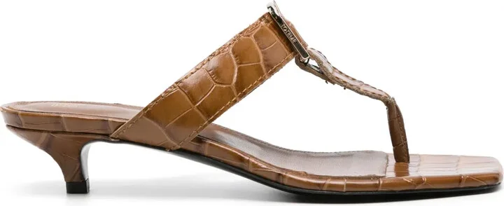 The Belted 35mm crocodile-effect mules