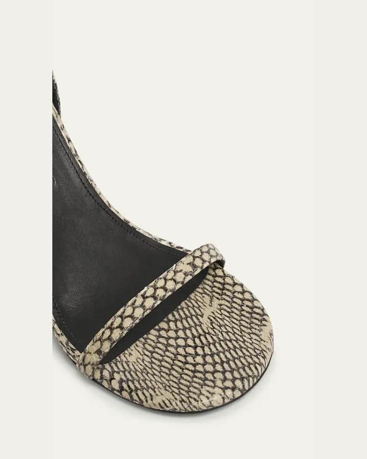 The Bisou Geometric Snake-Embossed Leather Sandals - Image 6