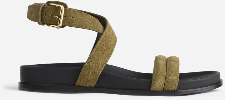 The Caro Ankle-Wrap Sandals in Suede