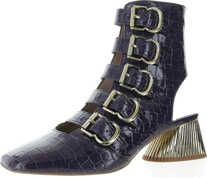 The Clarra Buckle Bootie Womens Patent Zipper Booties