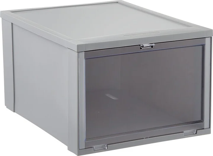 The Container Store X-Large Drop-Front Shoe Box Grey